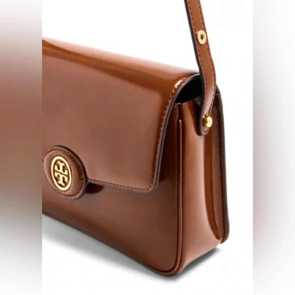 Tory Burch Cognac Leather Crossbody with Gold Logo